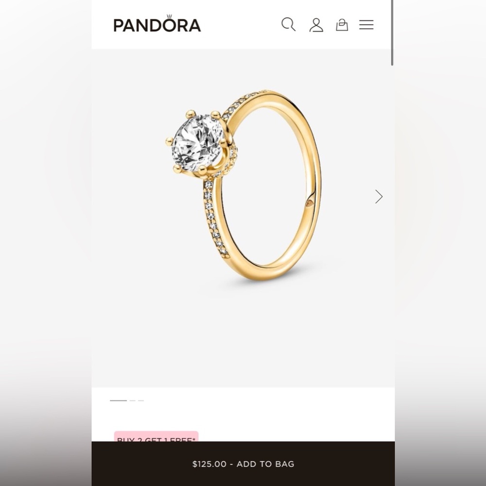 Pandora Promise Ring Sparkling Crown Solitaire Ring
14k gold plating | Size 6